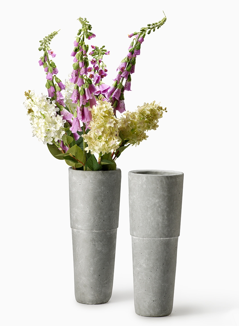 5 1/2 x 14 1/2in Tapered Cement Vase | Jamali Garden