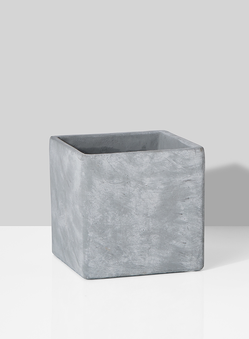 modern square grey cement vase