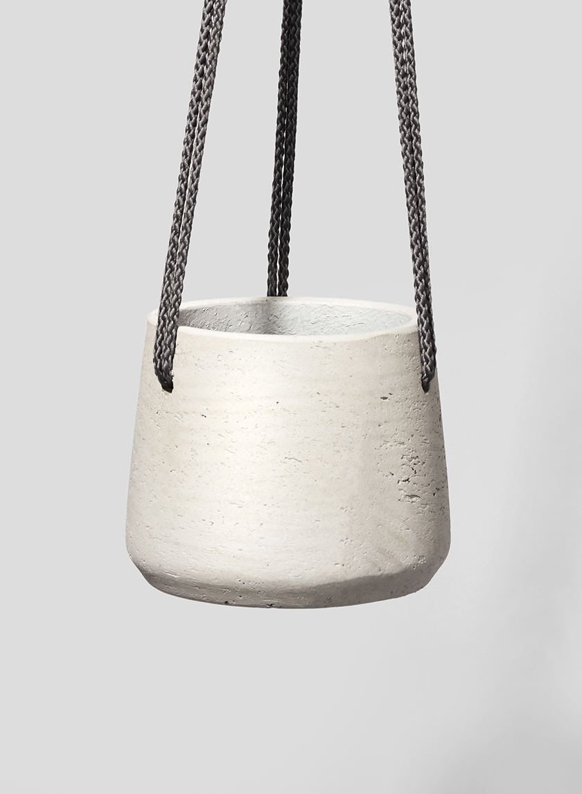 5 ¼in Round Stone Gray Cement Hanging Pot