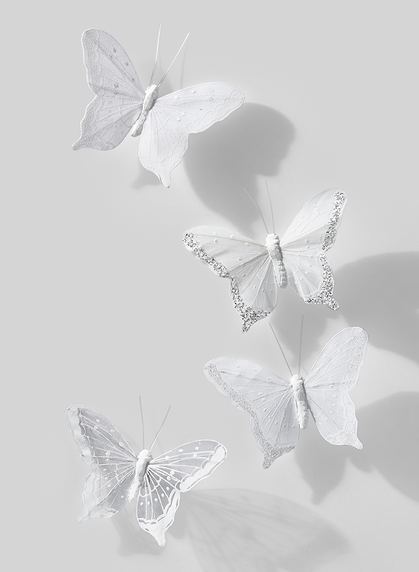 4in White Butterfly, Set of 12