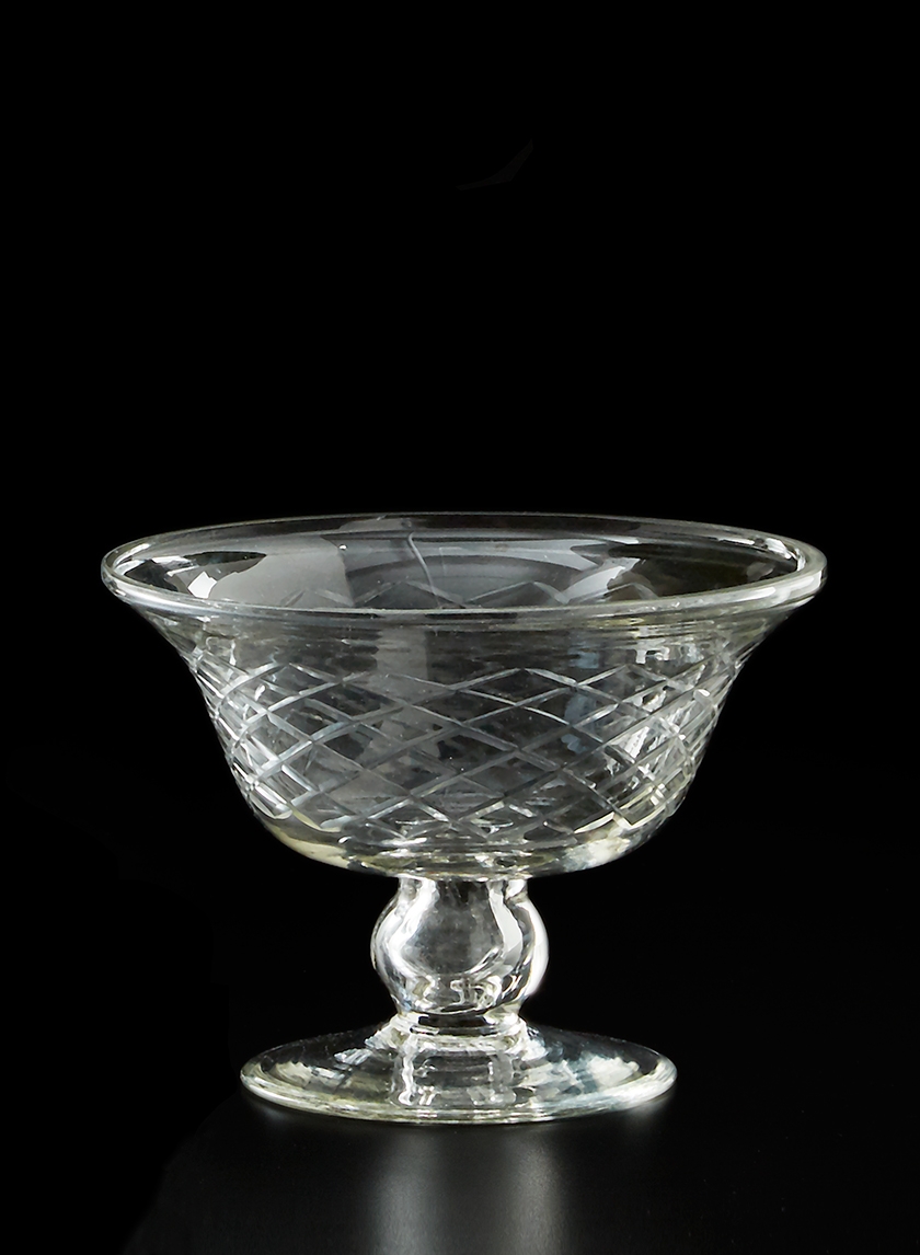 diamond cut glass pedestal vase