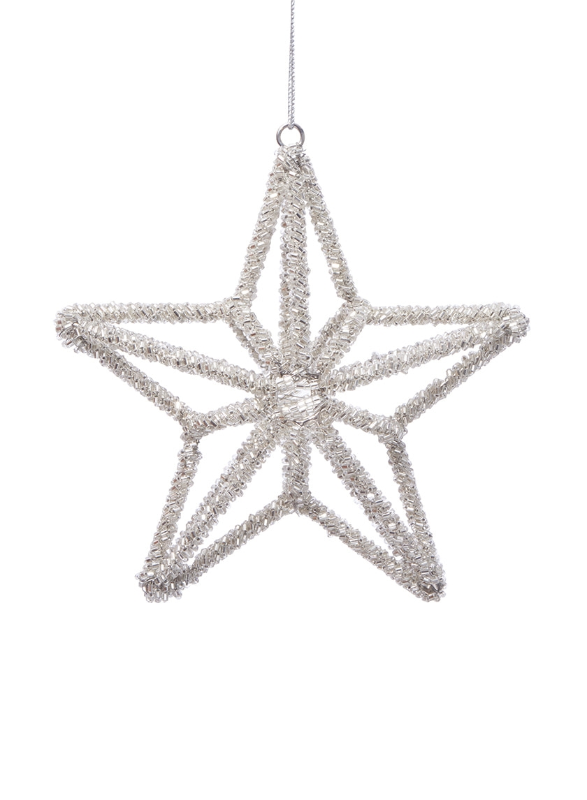 Beaded Star Ornaments Wholesale Silver Ornaments