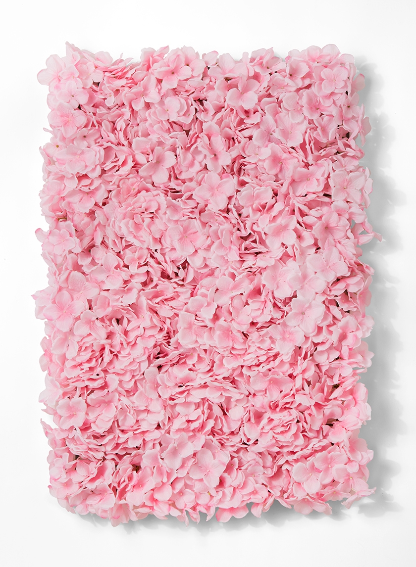 pink hydrangea flower block wedding backdrop