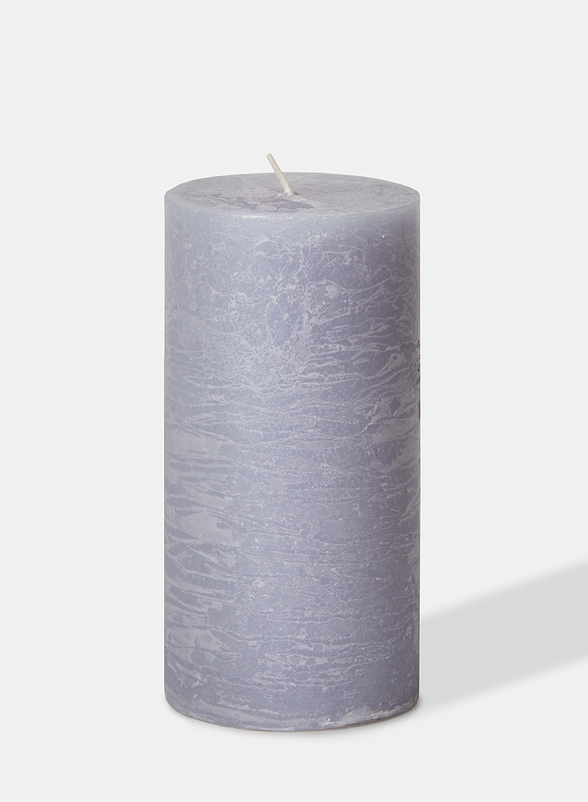3 x 6in Rustic Cement Grey Pillar Candle