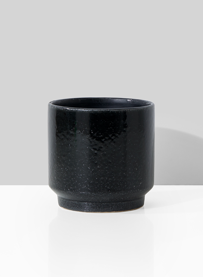 5in Round Black Ceramic Vase