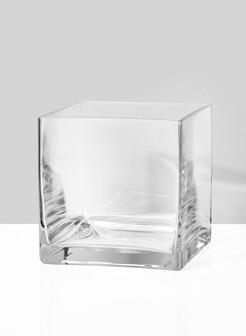 large square glass vase wedding centerpiece