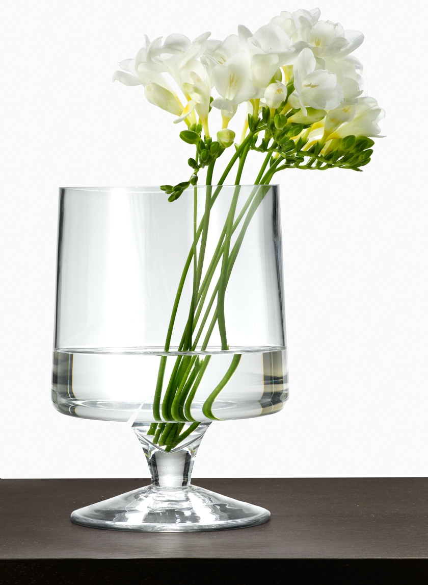 Clear Glass Pedestal Vase Wedding Reception Table Flowers Decor