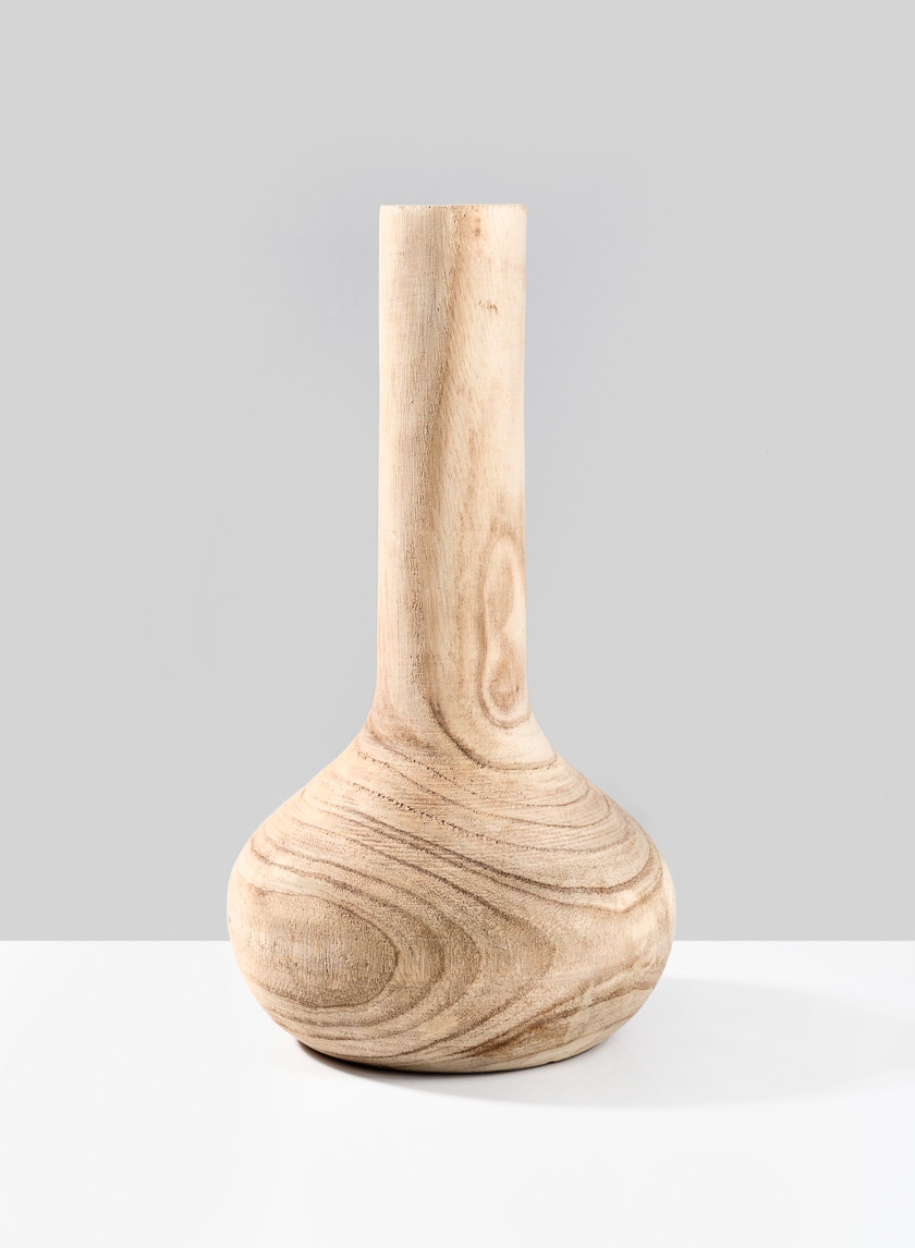 12in Paulownia Wood Bottle Vase