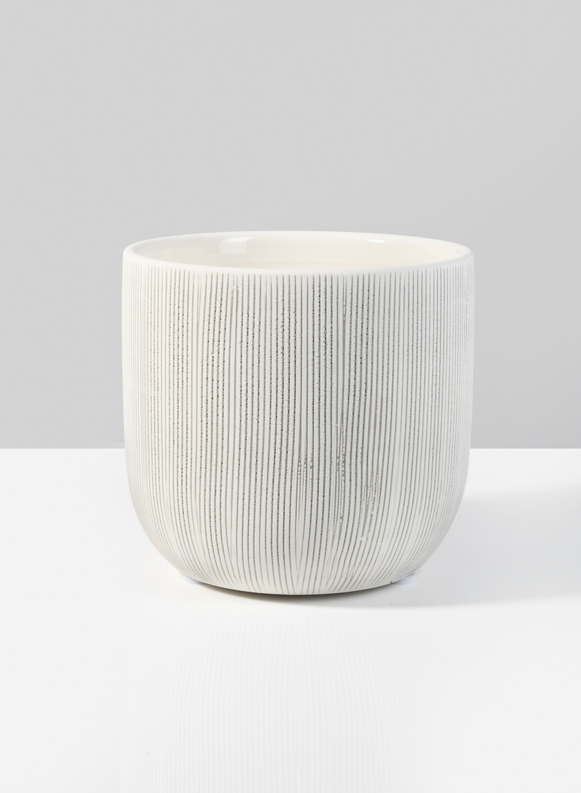 4 ½in Stripe Relief Ceramic Vase