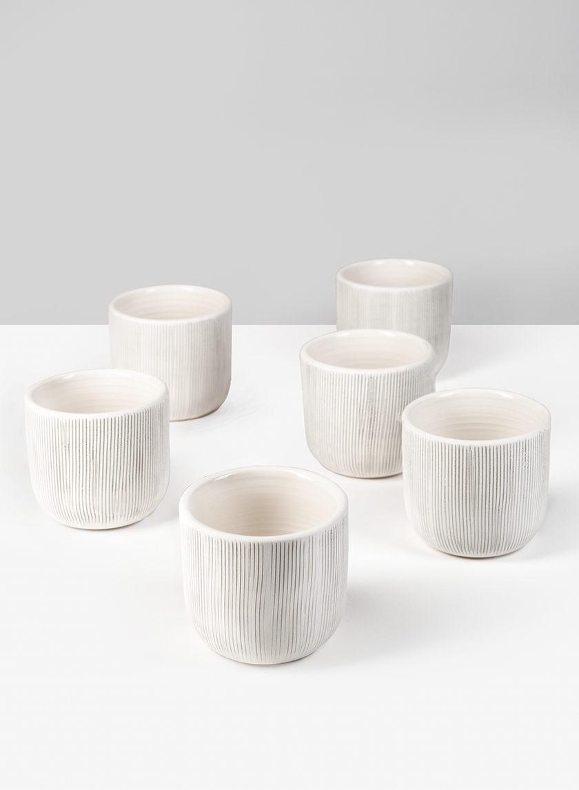 Stripe Relief Ceramic Vase, Set of 6