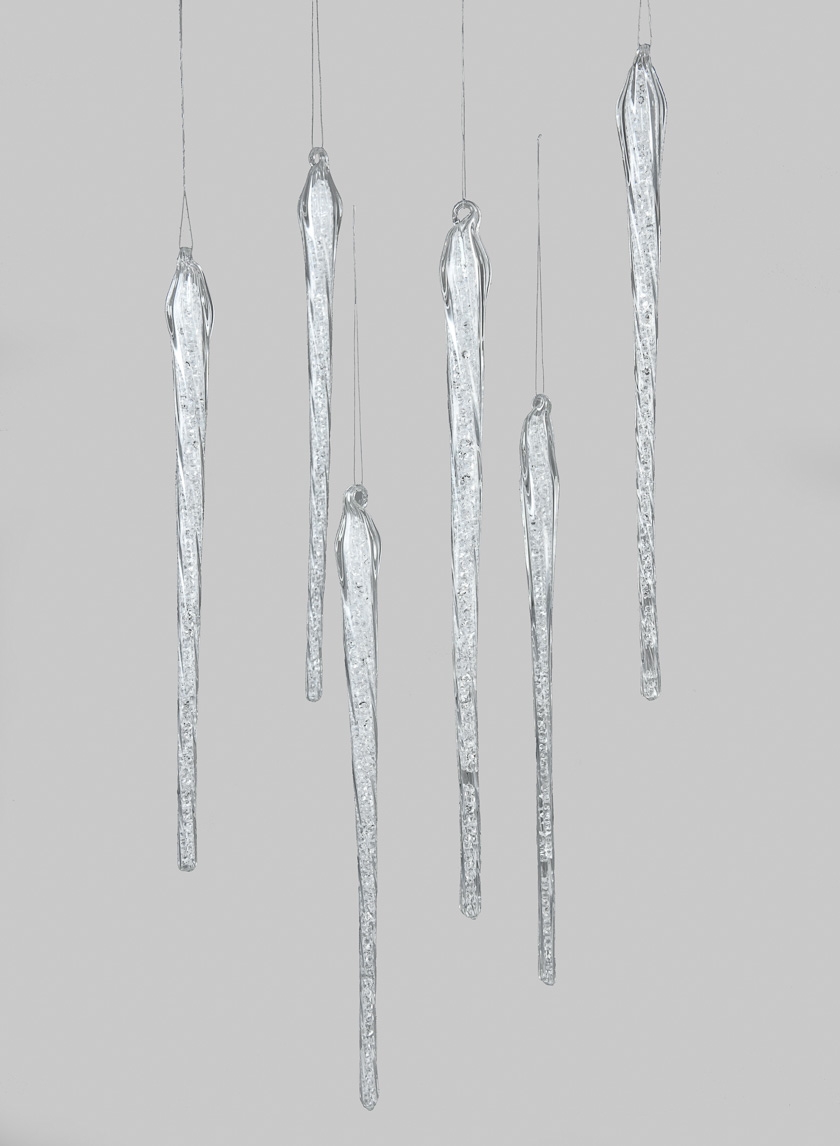 12in Glass Icicle, Set of 6