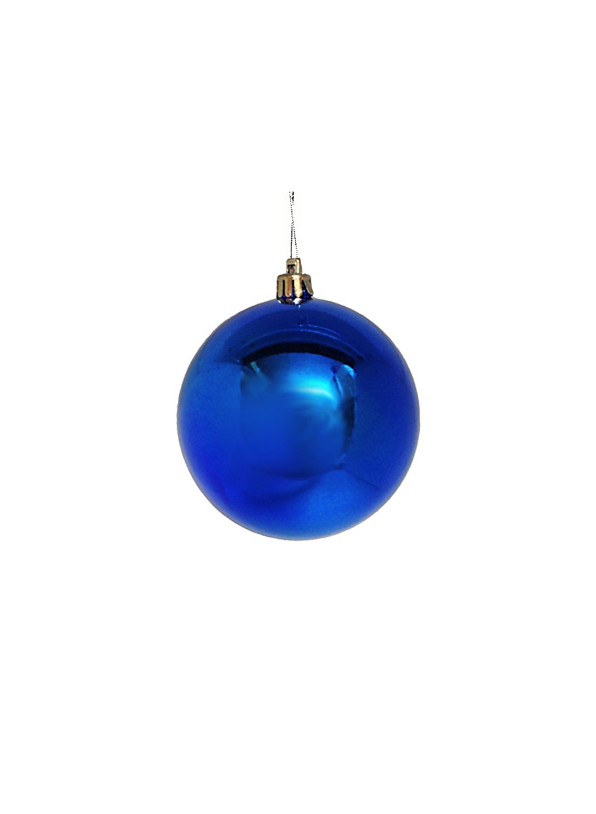 4in Shiny Blue Plastic Christmas Tree Ornament Ball Holiday Decoratio