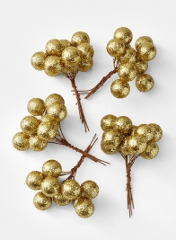 Gold Glitter Berry Picks, Set of 5 24923