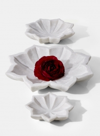 carved white marble decorative lotus flower bowl