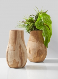 natural teak wood vase succulent anthurium floral arrangement
