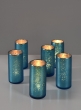 2 x 4in H Antique Frosted Turquoise Cylinder, Set of 6