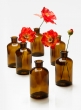 6 ¼in Dark Amber Glass Bottle Vase, Set of 6