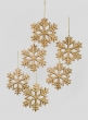 7in Champagne Glitter Snowflake Ornament, Set of 6