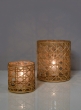 6 x 7in Saigon Cane Wrapped Glass Candle Hurricane