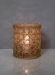 6 x 7in Saigon Cane Wrapped Glass Candle Hurricane