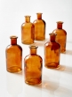 Amber Medicine Bottle Bud Vase, Set of 6