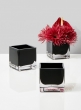 modern black glass square vase for floral centerpieces